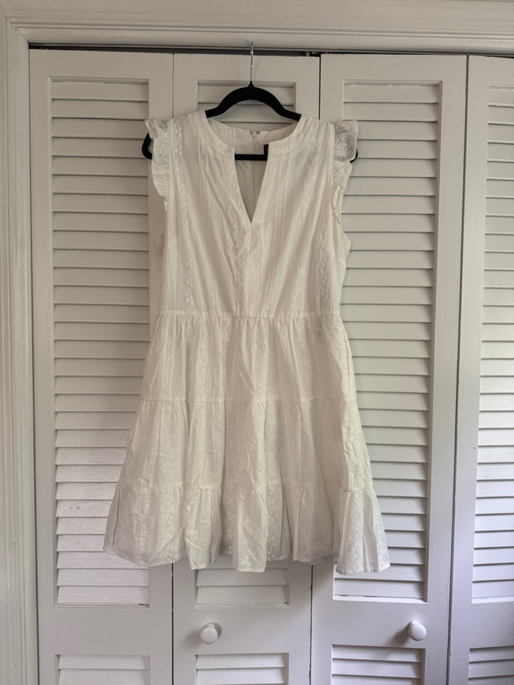 Laundry By Shelli Segal Cream Tiered Lace Mini Dress